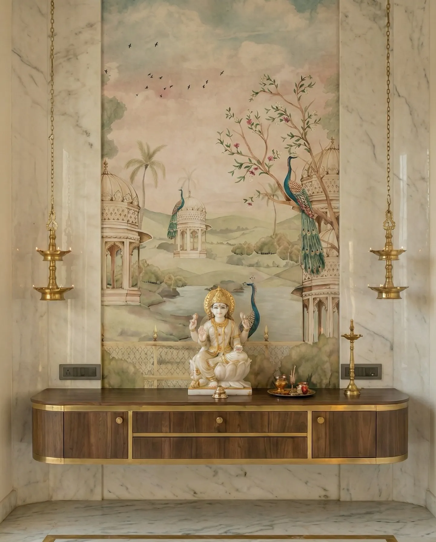 Modern Wooden Mandir Design